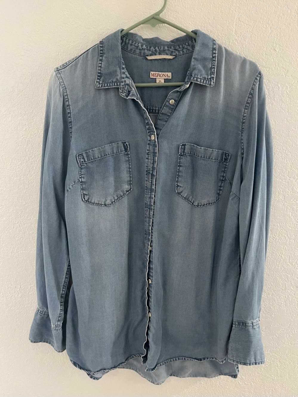 Merona Light Blue Denim Button-Down Shirt